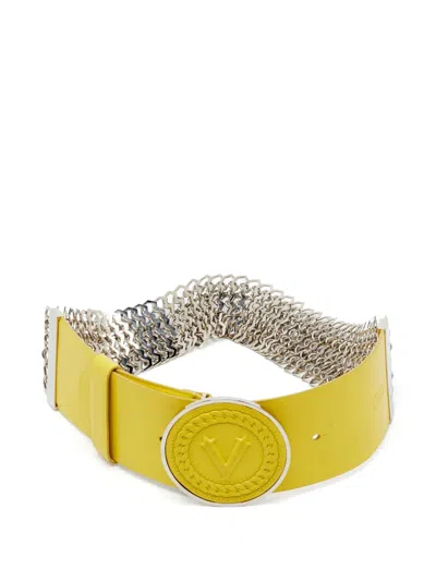 Pre-owned Versace Chain-link Wide Belt In Yellow