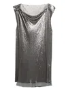 Versace Safety Pin Metal Mesh Mini Dress In Metallic