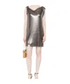 Versace Safety Pin Metal Mesh Mini Dress In Gray