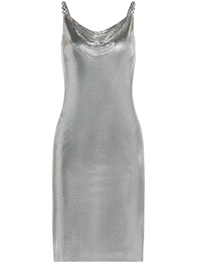 Versace Chainmail-effect Dress In Silver