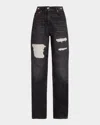 Versace Chainmail-insert Distressed Straight-leg Pants