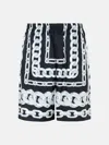 Versace 'chains' Black Silk Bermuda Shorts In Black