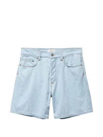 Versace Chambray Denim Shorts In Blue
