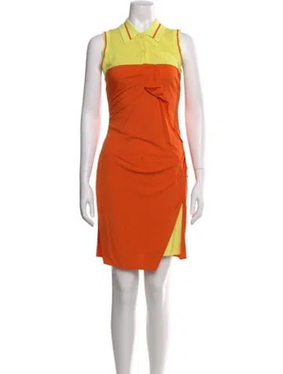 Pre-owned Versace Chambray Mini Dress In Orange
