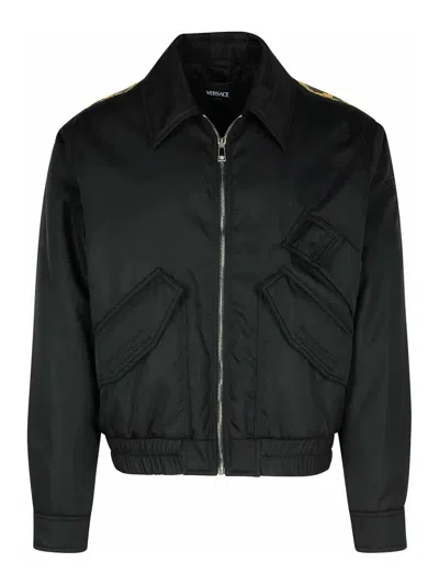 VERSACE BOMBER JACKET IN BLACK POLYAMIDE
