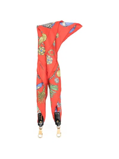 Versace Charm 55x55 Fabric Print Broken Calf Leather In Red