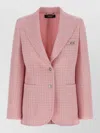 Versace Check Blazer Jacket Buttoned Cuffs Notch Lapel In Pink