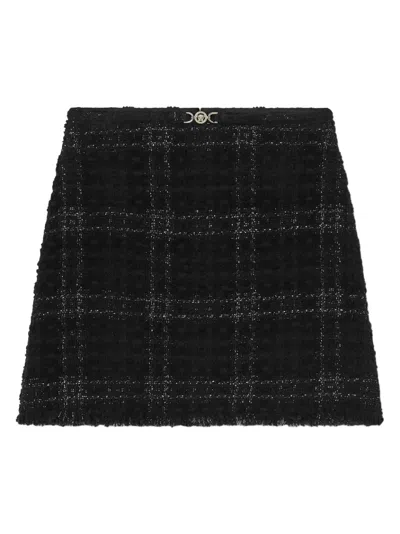 Versace Check-pattern Mini Skirt In Black