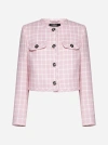 VERSACE CHECK WOOL-BLEND CROPPED JACKET