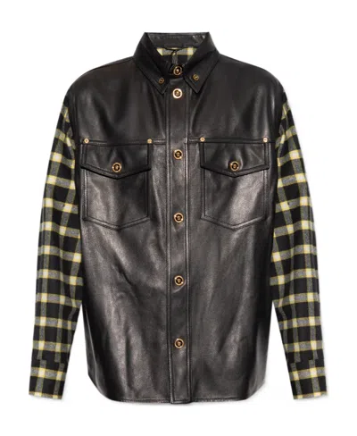 VERSACE VERSACE CHECKED-PANEL LONG-SLEEVED SHIRT JACKET