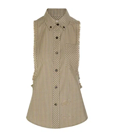 Versace Checked Shirt In Nude
