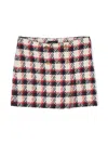Versace Checked Tweed Mini Skirt In Red