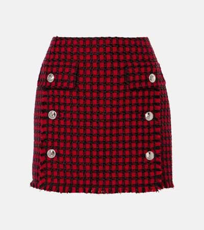 VERSACE CHECKED TWEED MINISKIRT