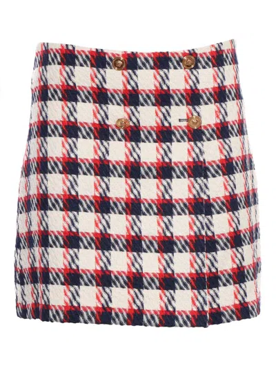 Versace Skirt In Tartan Tweed In White