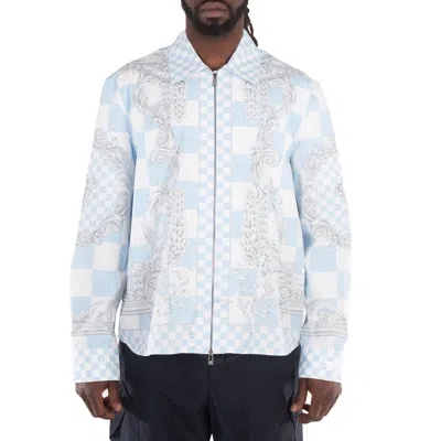 Versace Checkerboard Medusa Blouson Jacket In Blue
