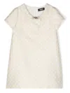 Versace Checkerboard Satin Shift Dress In Neutrals
