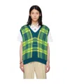 Versace Checkered Knitted Vest In Multicolor