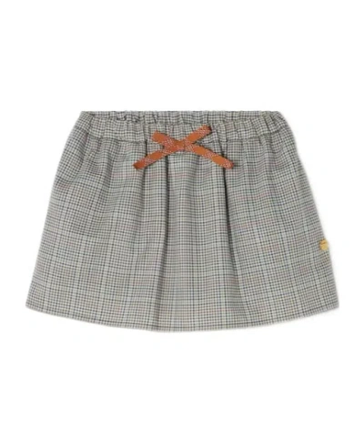 Versace Kids' Check-pattern Bow-detail Mini Skirt In Gray