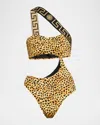 Versace Cheetah Asymmetric Cutout One-piece Swimsuit In Neutral