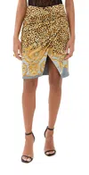 Versace Grey Cheetah Print Midi Skirt In Gray