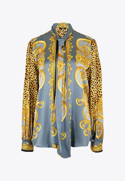 VERSACE CHEETAH FOULARD PRINT SILK SHIRT