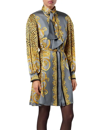 VERSACE CHEETAH FOULARD SILK DRESS