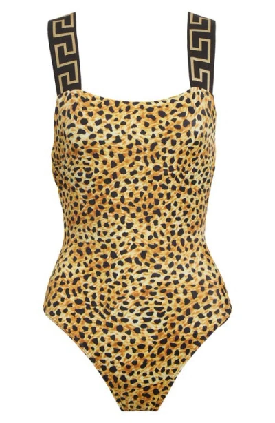 Versace Cheetah Print One-piece Swimsuit In Multi