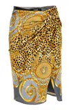 Versace Cheetah-printed Knee-length Skirt In Animal