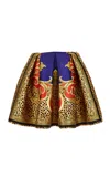 Versace Cheetah-printed Silk-blend Mini Skirt In Blue
