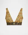 Versace Cheetah Triangle Bikini Top In Neutral