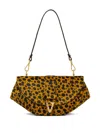 Versace Cheetah Virtus Calf Leather Shoulder Bag In Brown