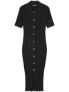 Versace Short-sleeve Flat-rib Knit Button-front Shirtdress In Black