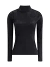 Versace Chenille Top With Half Nec In Black
