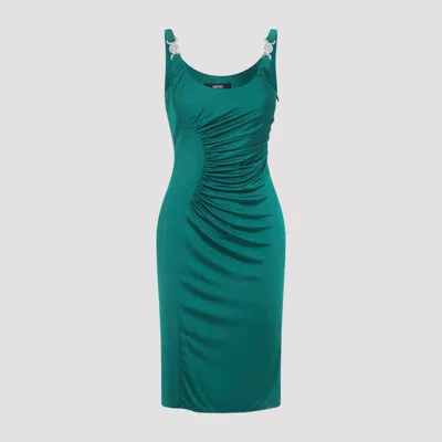 Versace Cocktail Dress Responsible Vicose Liquid Jersey In Green