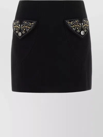 VERSACE CHIC FITTED MINI SKIRT WITH EMBELLISHED POCKETS