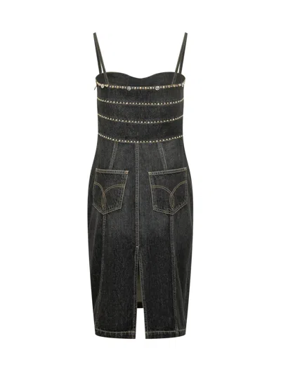 Versace Chic Mini Suit Dress With Unique Accent Details In Black
