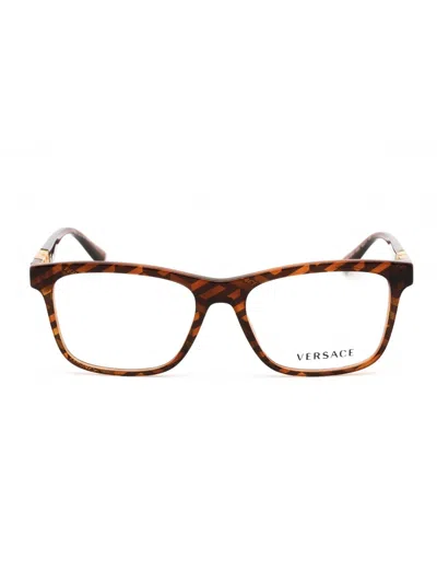 Versace Chic Rectangular Women's Eyeglasses In Brown
