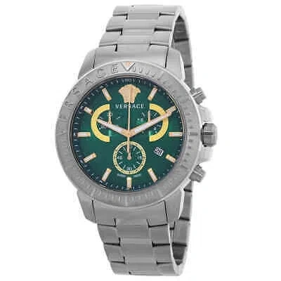 Pre-owned Versace Chrono Chronograph Quartz Green Dial Men's Watch Ve2e00821