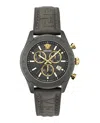 Versace Chrono Master Leather Watch In Multi