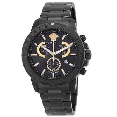 Pre-owned Versace Chrono Quartz Black Dial Men's Watch Ve2e00621