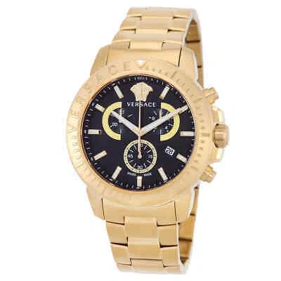 Pre-owned Versace Chrono Quartz Black Dial Men's Watch Ve2e00921