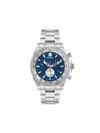 Versace Chrono X Leather Watch In Blue