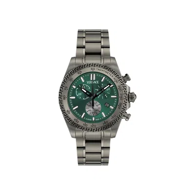 Pre-owned Versace Chrono X Bracelet Watch 'gun' | Black | Men's Size Onesize