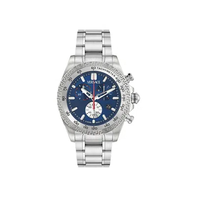 Pre-owned Versace Chrono X Bracelet Watch 'stainless Steel' | Silver | Men's Size Onesize