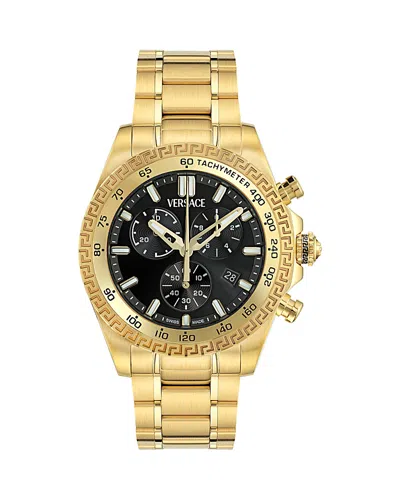 Versace Men's Swiss Chronograph X Gold Ion Plated Stainless Steel Bracelet Watch 44mm In Ip Yellow Gold