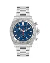 Versace Men's Swiss Chronograph Stainless Steel Bracelet Watch 44mm In Blue/silver