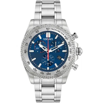 Versace Men's Swiss Chronograph Stainless Steel Bracelet Watch 44mm