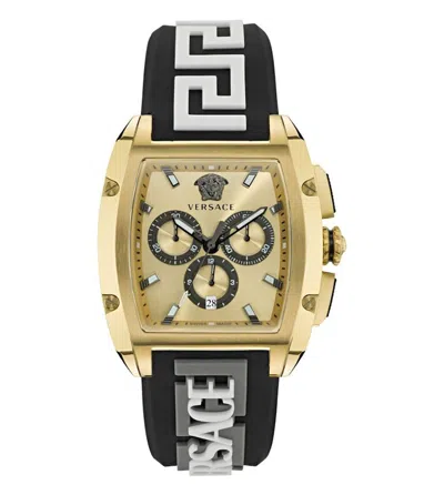 Pre-owned Versace Chronograph Gold-tone Dial Men Watch Ve6h00223