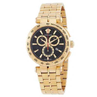 Pre-owned Versace Chronograph Quartz Black Dial Men's Watch Ve6ca0623