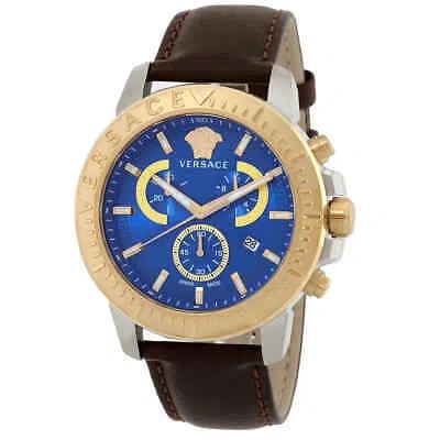 Pre-owned Versace Chronograph Quartz Blue Dial Men's Watch Ve2e00221